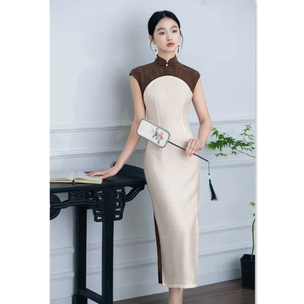 Kf Sc45008208ff44ad3bc498a2705adc4d6j Improved New Chinese Style Long Spliced Sleeveless Qipao 2024 Spring Summer New Fashion Chinese Style Girls Improved New Chinese Style Long Spliced Sleeveless Qipao Spring/Summer New Fashion Chinese Style Girls' Cheongsam Dress