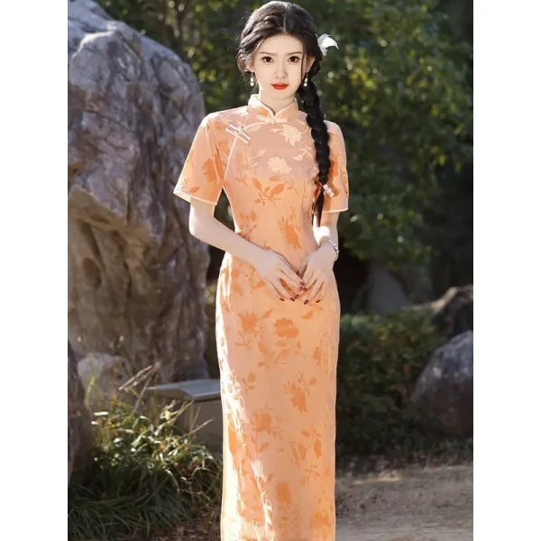 Kf Sc56bda4b206f43d5a4105aab18921826h Qipao Chinese Dress Woman Summer 2024 New Temperament Qipao Short Sleeved Long Slim And Youthful Women Qipao Chinese Dress Woman Summer New Temperament Qipao Short Sleeved Long Slim and Youthful Women's Clothing