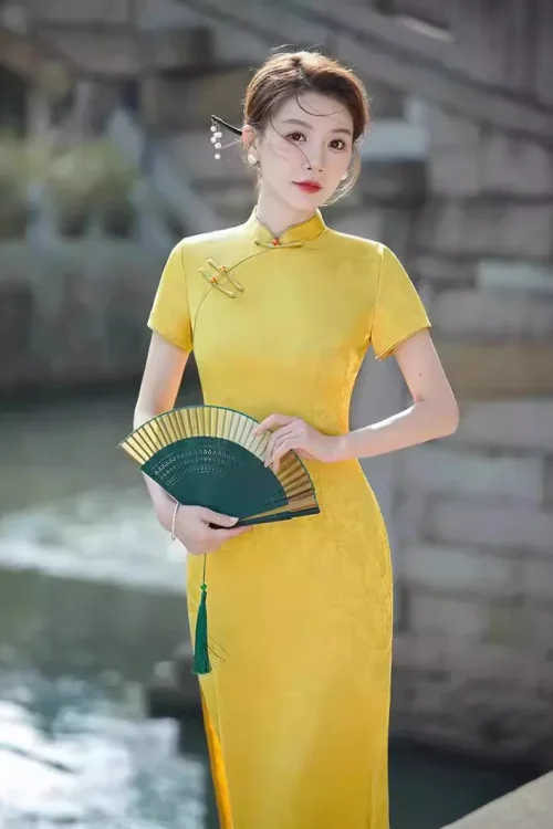 Kf Sc6d6028a76564181a7f4ea3701cc9d9dc Yourqipao Yellow Cheongsam 2024 Chinese Traditional Jacquard Young Girl Daily Improved Qipao Hanfu Dress Yellow Cheongsam Chinese Traditional Jacquard Young Girl Daily Improved Qipao Hanfu Dress