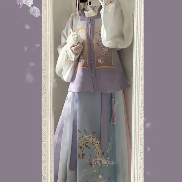 Kf Sc6e06aa2b7064b858200d8302df7cb06c Original Elegant Purple Square Collar Hanfu Dress Heavy Industry Embroidered Horse Face Skirt Chinese Ming Dynasty Original Elegant Purple Square Collar Hanfu Dress Heavy Industry Embroidered Horse Face Skirt Chinese Ming Dynasty Hanfu 3pcs