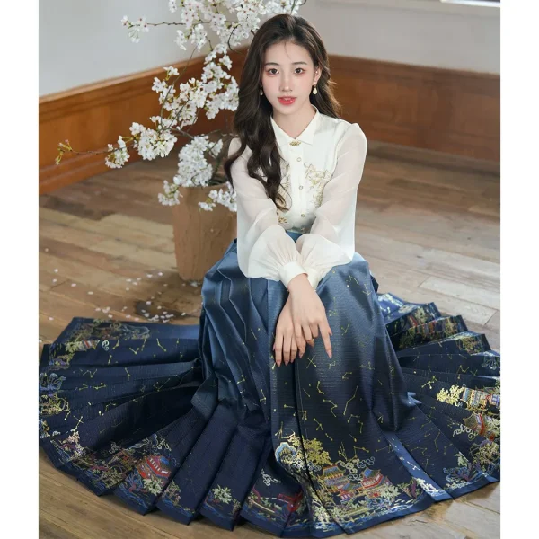 Kf Scaa547e5a3d44ca3abca8758f08792d8r Women Embroidered Woven Horse Face Skirt Hanfu Original Chinese Ming Dynasty Traditional Dress Skirt Daily Horse Women Embroidered Woven Horse Face Skirt Hanfu Original Chinese Ming Dynasty Traditional Dress Skirt Daily Horse Face Skirt Set