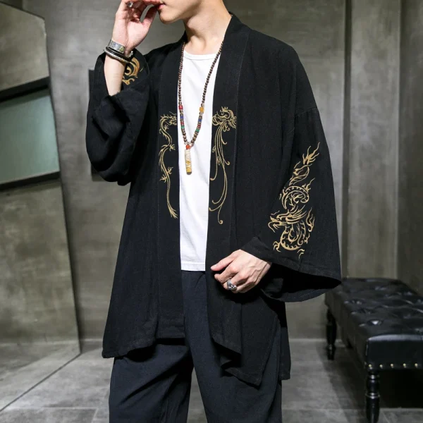 Kf Scbcb15da3ecf40b7b0abe8200362b394i Tai Chi Fashion Costume Embroidery Hanfu Men Chinese Style Linen Robe Cardigan Jacket Oversized Kimono 5xl Tai chi Fashion Costume Embroidery Hanfu Men Chinese Style Linen Robe Cardigan Jacket Oversized Kimono 5XL Ancient Coat Male