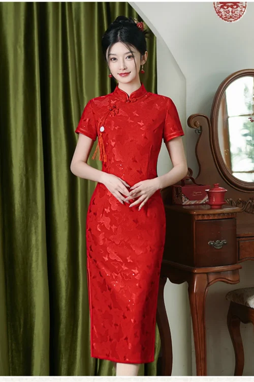 Kf Scc2acdcaa2cf4eac8af717eaf7ab6b11r Summer Retro Print Red Engagement Cheongsam Lady Slim Wedding Banquet Improved Evening Party Gown Oriental Summer Retro Print Red Engagement Cheongsam Lady Slim Improved Wedding Banquet Dress Evening Party Gown Oriental Qipao Chinoise