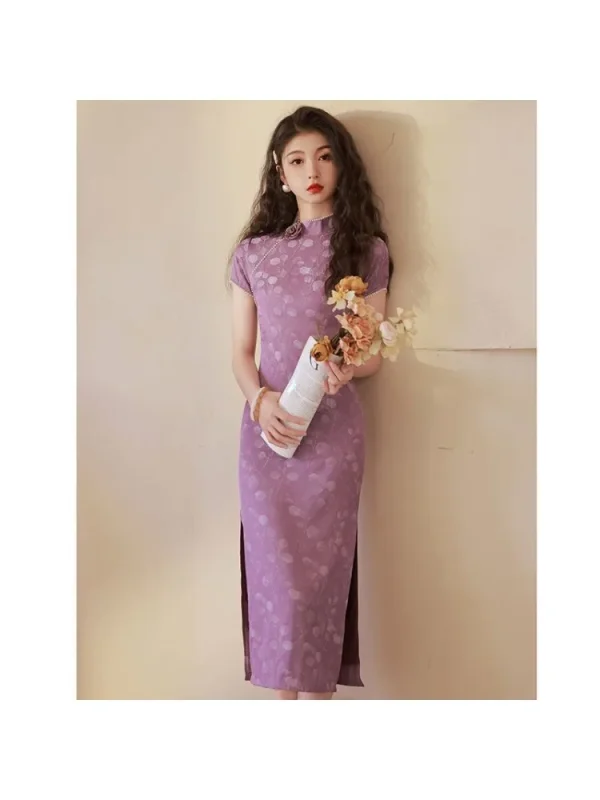 Kf Scd1ca19f13c84976b24493688aad4d23b Purple Qipao 2024 Cheongsam Chinese Dress Summer Short Sleeve Camellia Flower Traditional Girl Elegant Women S Purple Qipao Cheongsam Chinese Dress Summer Short Sleeve Camellia Flower Traditional Girl Elegant Women's Clothing