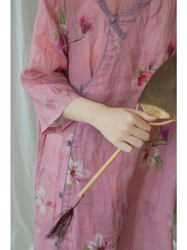 Kf Scd1f7a9cf59749f2bfb6fc6e52704056u New Chinese Style Retro Improved Hanfu Dress Art Ramie Printed Cheongsam Zen Dress National Style Original New Chinese Style Retro Improved Hanfu Dress Art Ramie Printed Cheongsam Zen Dress National Style Original Design Qipao Women