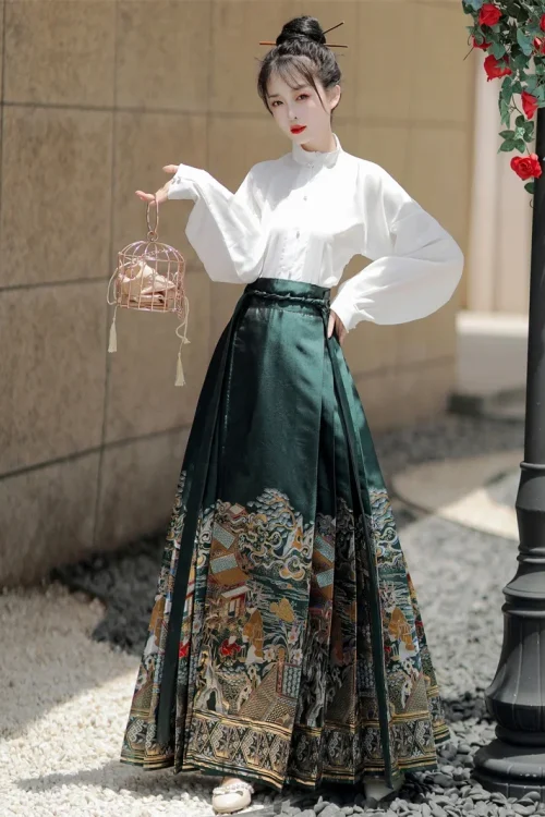 Falda Hanfu Original Kf Scd323801dfa347a5bb4393bdfe86b8335, Traje Estilo Chino Mamianqun, Vestido de Cara de Caballo Ming Mejorado, Dinastía Ming, Antigua Tradicional Falda Hanfu Original, Traje Estilo Chino Mamianqun, Vestido de Cara de Caballo Ming Mejorado, Antigua Tradicional para Uso Diario.