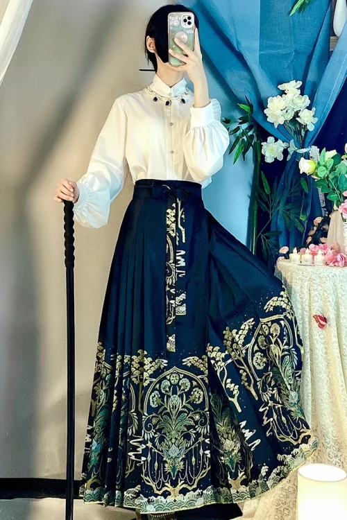 Kf Sceac969ea09c4861b8c62b9cb5e35b1cl Original Daily Improved Hanfu Skirt Mamianqun Ming Dynasty Made Summer Commuting To Work Wearing Qingqiu Huming Original Daily Improved Hanfu Skirt Mamianqun Ming Dynasty Made Summer Commuting To Work Wearing Qingqiu Huming Polyester