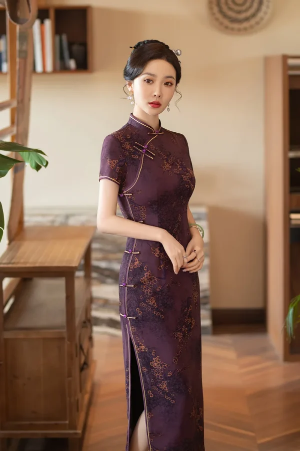 Kf Scf64de8c2883457f84d4d3a9b4104894f 2024 Spring Summer New Long Qipao Daily Retro Chinese Style Improvement Elegant Qipao Spring/Summer New Long Qipao Daily Retro Chinese Style Improvement Elegant Qipao