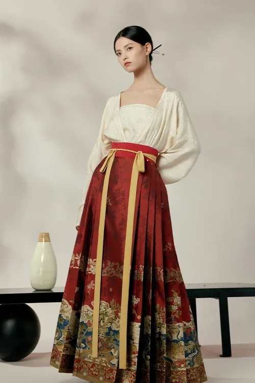 Kf Sd126a4c5e76e4469bbdcc329349be1da2 Shisanyu Original Hanfu Skirt Chinese Style Costume Mamianqun Ming Dynasty Weaving Gold Horse Face Skirt Chinese ShiSanYu Original Hanfu Skirt Chinese Style Costume Mamianqun Ming Dynasty Weaving Gold Horse Face Skirt Chinese Dress Vest