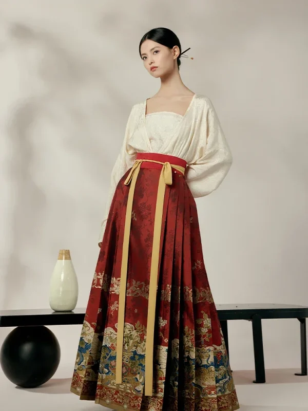 Kf Sd126a4c5e76e4469bbdcc329349be1da2 Shisanyu Original Hanfu Skirt Chinese Style Costume Mamianqun Ming Dynasty Weaving Gold Horse Face Skirt Chinese ShiSanYu Original Hanfu Skirt Chinese Style Costume Mamianqun Ming Dynasty Weaving Gold Horse Face Skirt Chinese Dress Vest