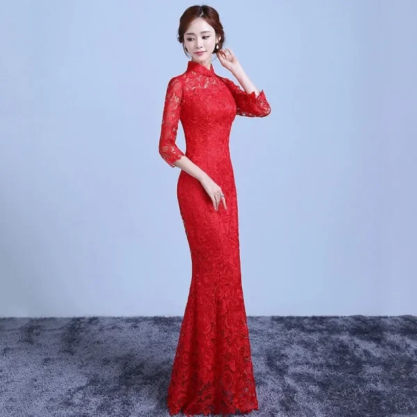 Kf Sd397ad217c5b41c4922a4e11dd8b8562z New Style 4xl 5xl Women S New Summer Fishtail Lace Improved Cheongsam Chinese Red Wedding Dresses New Style 4XL 5XL Women's New Summer Fishtail Lace Improved Cheongsam Chinese Red Wedding Dresses Long Sexy Slimming Qipao Dress