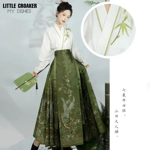 Kf Sd4fa9313f71545978f82ff1739b15ec7i Original Hanfu Chinese Style Costume Mamianqun Ming Dynasty Weaving Green Horse Face Skirt Two Piece Daily Original Hanfu Chinese Style Costume Mamianqun Ming Dynasty Weaving Green Horse Face Skirt Two-piece Daily Wear Modern Hanfu