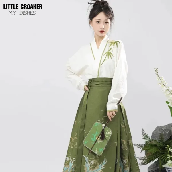 Kf Sd6183aed179a4c77af88ddddff2c2a29s Original Hanfu Chinese Style Costume Mamianqun Ming Dynasty Weaving Green Horse Face Skirt Two Piece Daily Original Hanfu Chinese Style Costume Mamianqun Ming Dynasty Weaving Green Horse Face Skirt Two-piece Daily Wear Modern Hanfu