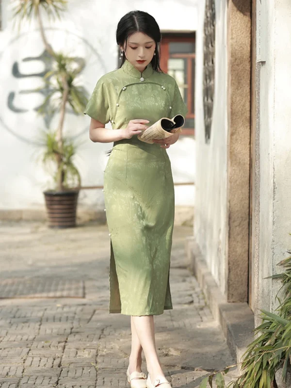 Kf Sd653e101a4fa4afc8ef434e2d006aebfg Summer Green Modern Cheongsam Fresh Elegant Fashion Retro Jacquard Performance Chinese Style Evening Dress Qipao For Summer Green Modern Cheongsam Fresh Elegant Fashion Retro Jacquard Performance Chinese Style Evening Dress Qipao for Women Party