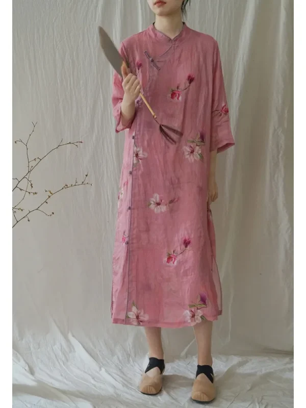 Kf Sd65a52e7fe4d4ca4b339e3f481a57cb93 New Chinese Style Retro Improved Hanfu Dress Art Ramie Printed Cheongsam Zen Dress National Style Original New Chinese Style Retro Improved Hanfu Dress Art Ramie Printed Cheongsam Zen Dress National Style Original Design Qipao Women