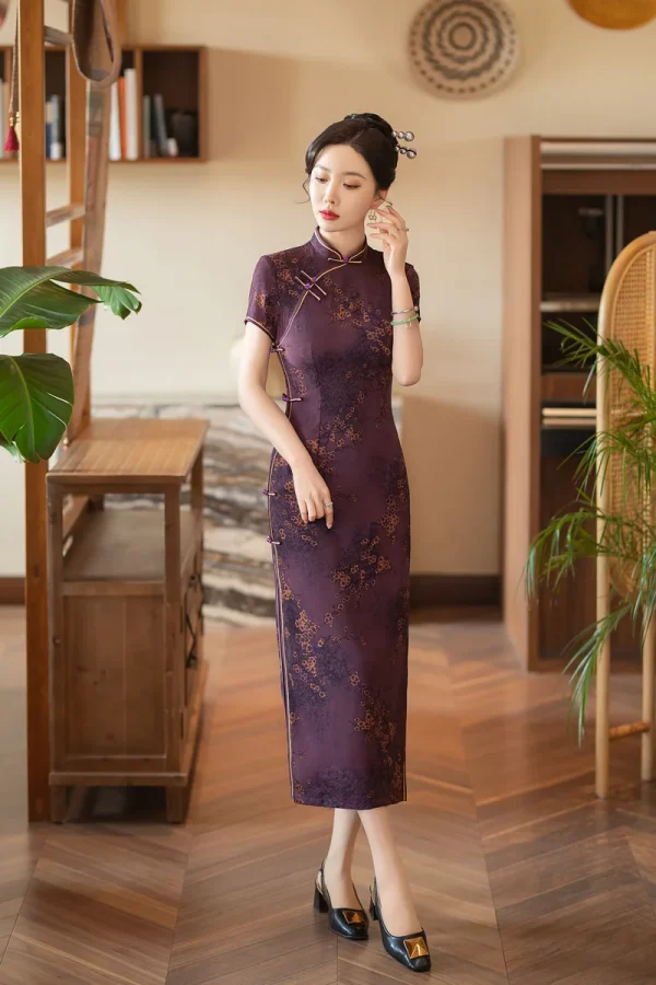 Kf Sd69c4b7d7b9d490f82944a3587db96ecz 2024 Spring Summer New Long Qipao Daily Retro Chinese Style Improvement Elegant Qipao Spring/Summer New Long Qipao Daily Retro Chinese Style Improvement Elegant Qipao