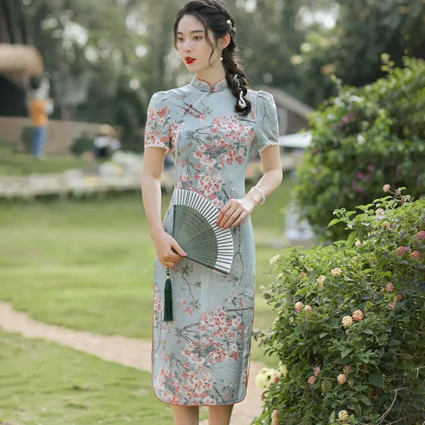 Kf Sd80d4fc3727448e1902fdcb77b08c339t Lace Cotton Print Qiapo Short Sleeve Vintage Chinese Improved Dress Mandarin Collar Cheongsam Retro Vestidos Party Lace Cotton Print Qiapo Short Sleeve Vintage Chinese Improved Dress Mandarin Collar Cheongsam Retro Vestidos Party Prom Dresses