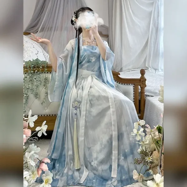 Kf Sd85b4705e738426eb50eb39edf01f098l Chinese Hanfu Dress Women Cosplay Costume 2024 Summer Ancient Printed Blue Vintage 3pcs Sets Hanfu Song Chinese Hanfu Dress Women Cosplay Costume Summer Ancient Printed Blue Vintage 3pcs Sets Hanfu Song Dynasty Plus Size XL