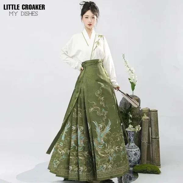 Kf Sd8e383a8789f4977a706105c342acdcbn Original Hanfu Chinese Style Costume Mamianqun Ming Dynasty Weaving Green Horse Face Skirt Two Piece Daily Original Hanfu Chinese Style Costume Mamianqun Ming Dynasty Weaving Green Horse Face Skirt Two-piece Daily Wear Modern Hanfu