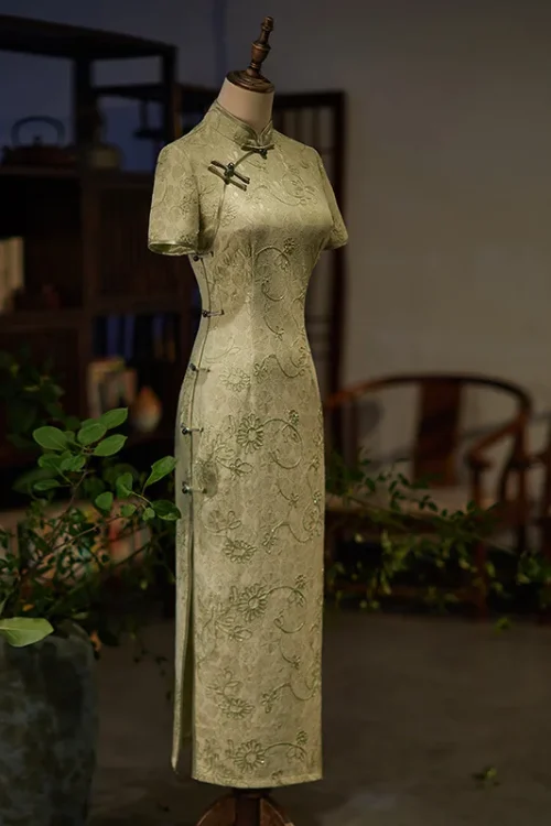 Kf Sd98a67df38e44d4f9fbd1ee819de36e8k 2023 Summer Autumn Long Cheongsam Beige Green Women Lace Dress Chinese Style Improved Qipao Slim Girl Summer Autumn Long Cheongsam Beige Green Women Lace Dress Chinese Style Improved Qipao Slim Girl Vintage Dresses