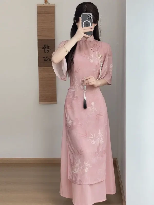 Kf Sda2ea6c8ac314a3fbbbfcb16a92f01a0x New Chinese Style Pink Qipao Dress 2024 Vintage Cheongsam Young Oriental Lady Evening Dress Summer Daily New Chinese Style Pink Qipao Dress 2024 Vintage Cheongsam Young Oriental Lady Evening Dress Summer Daily Vestido