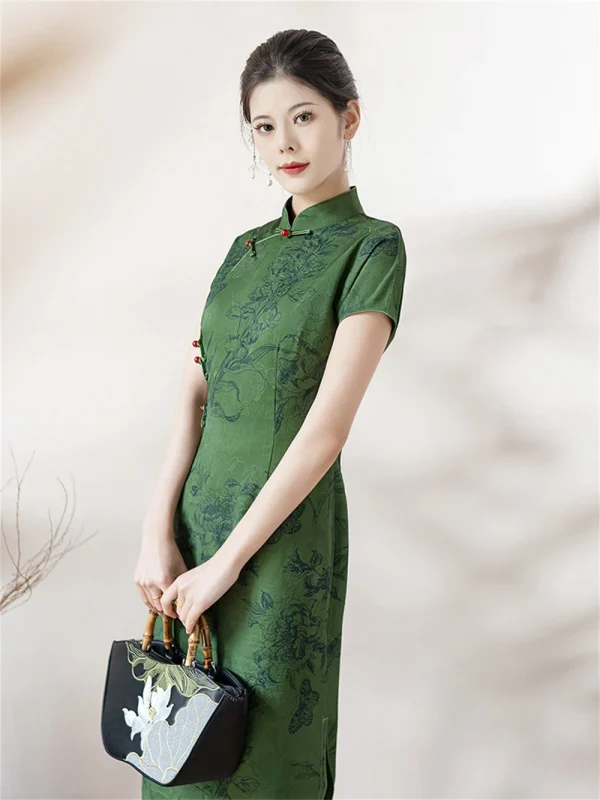 Kf Sdbd7c486fb50428892f947b647ad9a210 New Women S Chinese Traditional Qipao Summer Youth Style Elegant Green Jacquard Improved Short Sleeved Slim New Women' s Chinese Traditional Qipao Summer Youth Style Elegant Green Jacquard Improved Short-sleeved Slim Fit Cheongsam Dress