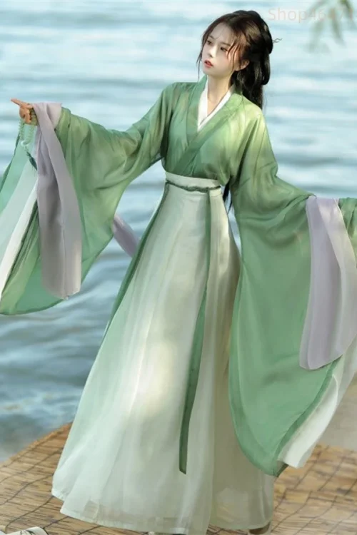 Kf Sdbf935fd89d34ff38cb335b4b7c761f6k Hanfu Women Cross Collar Waist Length Skirt Summer Suit Chinese Style Hanfu Dress Chinese Traditional Fairy Hanfu Women Cross Collar Waist-length Skirt Summer Suit Chinese Style Hanfu Dress Chinese Traditional Fairy Green Skirt Costume