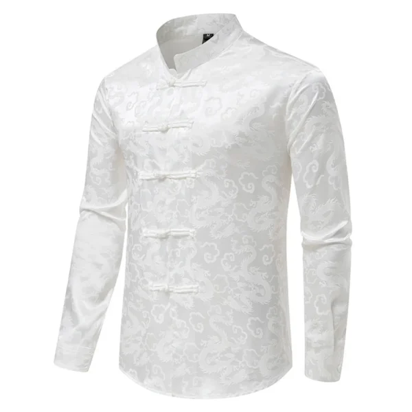 Kf Sdc7db40e9c5e4748a75f746cbb20af495 2023 New Men Chinese Style Vintage Shirt Mens Tops Tang Suit Fashion Solid Traditional Long Sleeve New Men Chinese Style Vintage Shirt Mens Tops Tang Suit Fashion Solid Traditional Long Sleeve Stand-Up Collar White Shirt