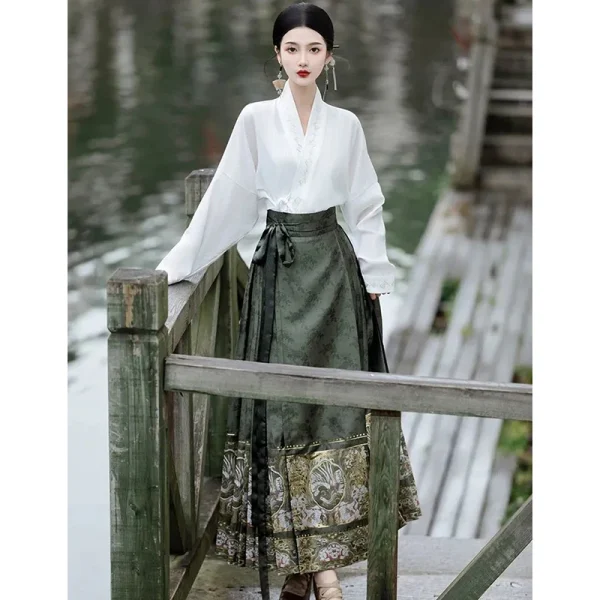 Kf Sdd137d25fa0741e589f157572376d9a1i Women Hanfu Skirt Chinese Style Costume Mamianqun Ming Dynasty Weaving Greenhorse Face Skirt Two Piece Daily Women Hanfu Skirt Chinese Style Costume Mamianqun Ming Dynasty Weaving GreenHorse Face Skirt Two-piece Daily Wear Dress Suit New