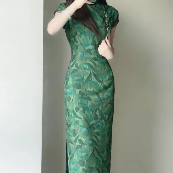 Kf Sdf8c5e1448a74ddfa5ee6b6316f16f0bm New Women Green Long Cheongsam Chinese Style Female Floral Dress Vintage Qipao Elegant Slim Evening Dresses New Women Green Long Cheongsam Chinese Style Female Floral Dress Vintage Qipao Elegant Slim Evening Dresses for Summer S to 2XL