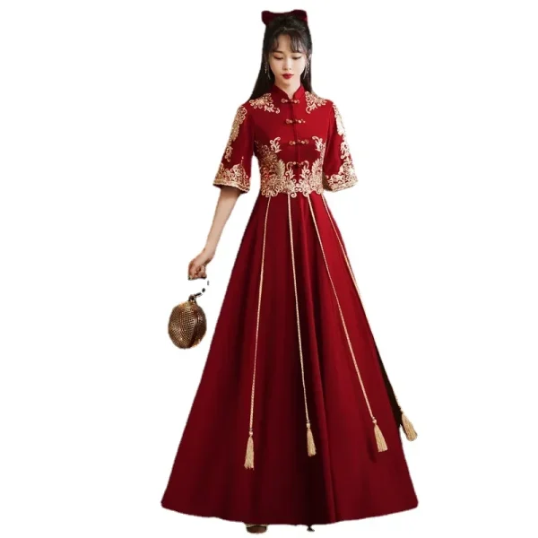 Kf Sdfcfcd970ec0494192949fe1c0a43b60g Traditional Red Bridal Dress Chinese Wedding Cheongsam Vintage Elegant Toast Clothing Modern Evening Party Gown Qipao Traditional Red Bridal Dress Chinese Wedding Cheongsam Vintage Elegant Toast Clothing Modern Evening Party Gown Qipao Vestido