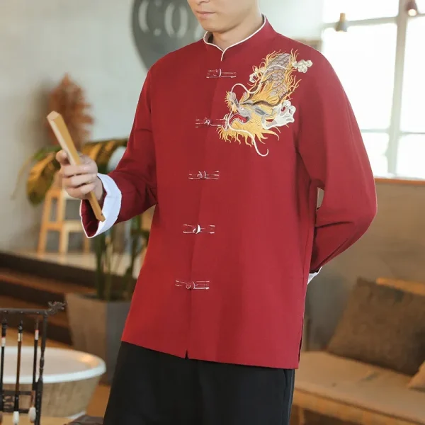 Kf Se155c90570c543a9b1185ea3183d0783h Chinoiserie Tops Traditional Chinese Hanfu Fashion Tang Suit Dragon Embroidery Shirt Loose For Men Clothing Vintage Chinoiserie Tops Traditional Chinese Hanfu Fashion Tang Suit Dragon Embroidery Shirt Loose for Men Clothing Vintage Long Sleeve