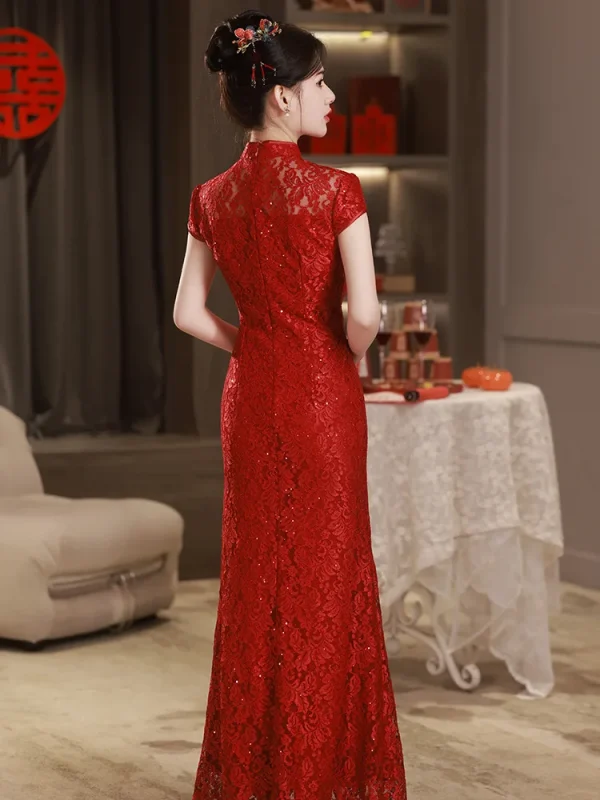 Kf Se1b96583874748bb8f7d83465d96620cn Red Lace Cheongsam Short Sleeve Improved Vintage Fishtail Dress Women Wedding Costumes Qipao S To Xxxl Red Lace Cheongsam Short Sleeve Improved Vintage Fishtail Dress Women Wedding Costumes Qipao S To XXXL