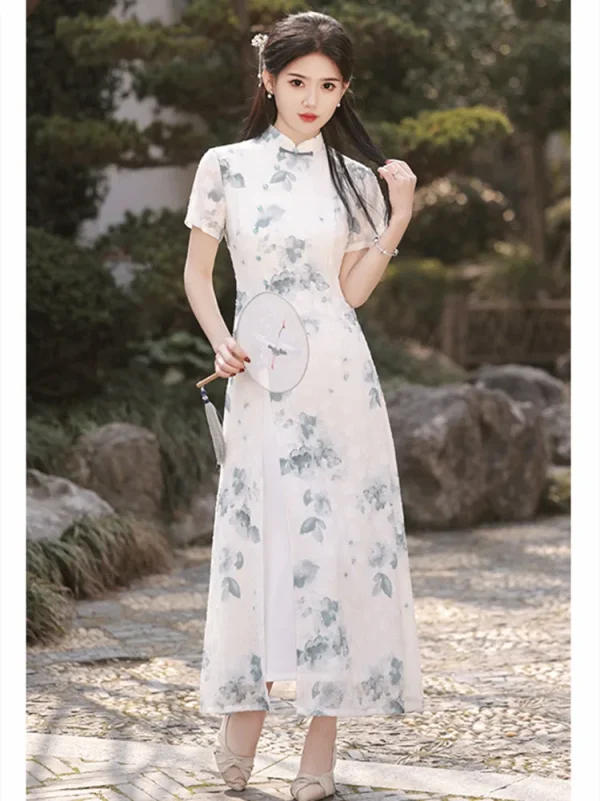 Kf Se1fc94749d854d45bcacdde0fcc02df7c Elegant Print Floral Aodai Qipao Women Traditional Chinese Sexy High Split Cheongsam Evening Party Dress Elegant Print Floral Aodai Qipao Women Traditional Chinese Sexy High Split Cheongsam Evening Party Dress