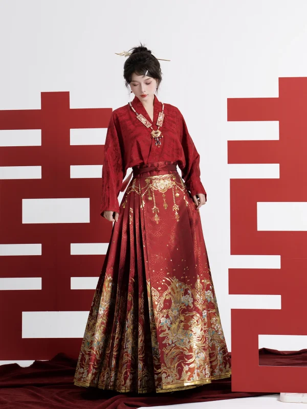 Kf Se2e042eab1e34d63acb5173283f65d89j 2024 Engagement Wedding Hanfu Horse Face Skirt Women Chinese Traditional Vintage Ming Dynasty Hanfu Pleats Skirt Engagement Wedding Hanfu Horse Face Skirt Women Chinese Traditional Vintage Ming dynasty Hanfu Pleats Skirt