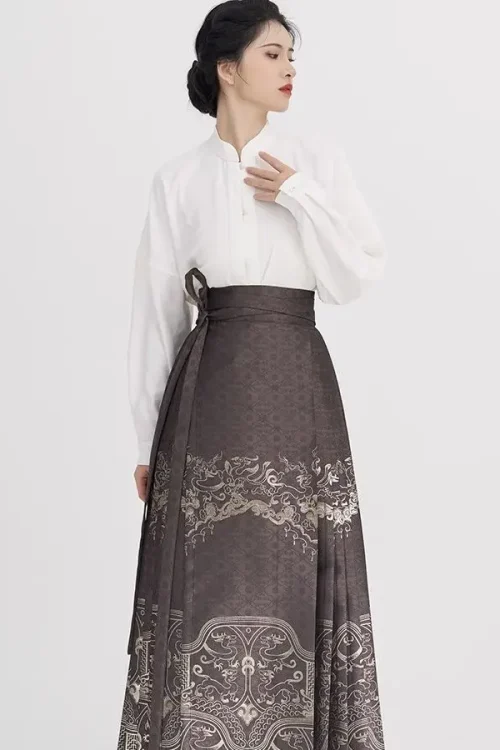 Kf Se39f543ee01649b883854336b4ef13dc3 Chinese Style Traditional Pleated Skirt For Women Black Mamianqun Hanfu Thin Fashion All Match Diy Lace Chinese Style Traditional Pleated Skirt For Women Black Mamianqun Hanfu Thin Fashion All-match DIY Lace-up Long Skirts Womenwear