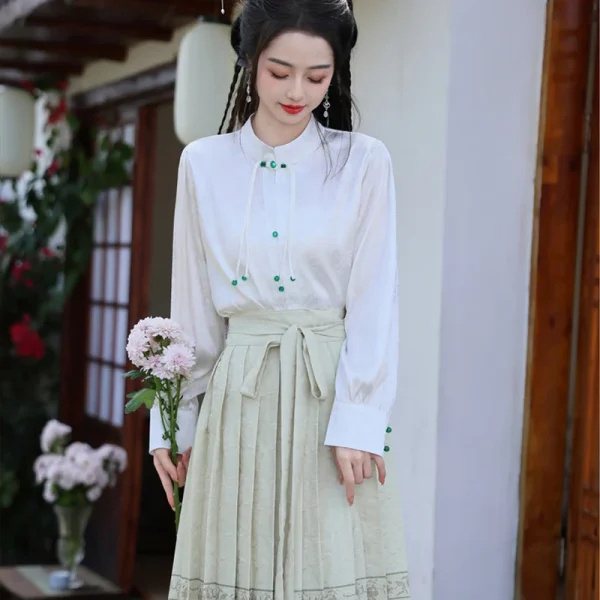 Kf Se3a869236ae44f11bfc587f6fe19f101y Women S White Shirt Horse Face Skirt Suit New Chinese Style Improved Hanfu Traditional Elegant Mamianqun Women's White Shirt Horse Face Skirt Suit New Chinese Style Improved Hanfu Traditional Elegant Mamianqun Evening Party Dress