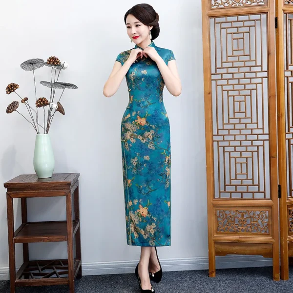 Kf Se3b447f966f24e79be6e4147ea379345k Vintage Long Qipao Printed Slim Cheongsam Plus Size 3xl 4xl 5xl Qipaos Chinese Traditional Dresses Female Vintage Long Qipao Printed Slim Cheongsam Plus Size 3XL 4XL 5XL Qipaos Chinese Traditional Dresses Female Blue Floral Vestidos