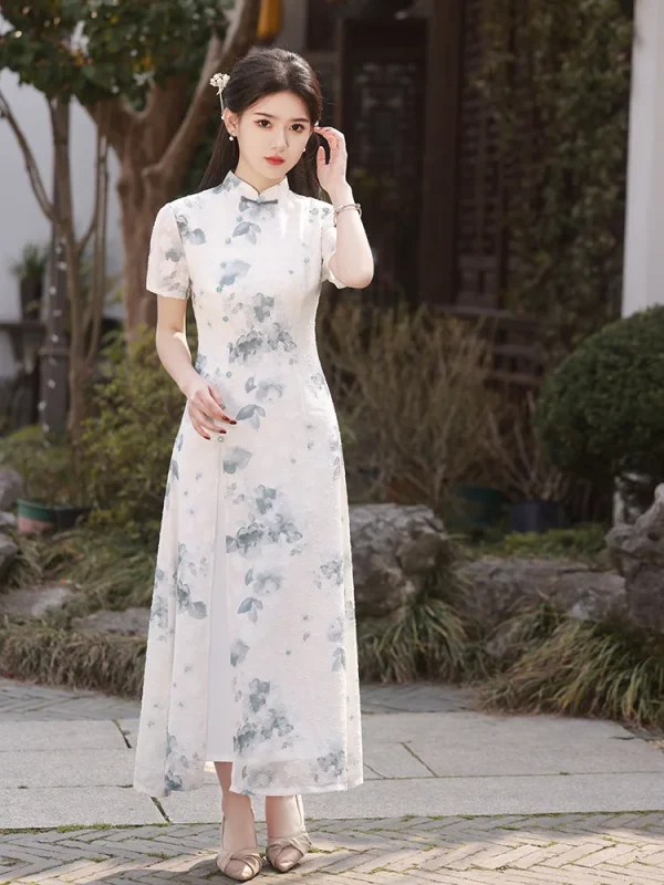 Kf Se61bf655b7604196ad7e689b026b211dy Elegant Print Floral Aodai Qipao Women Traditional Chinese Sexy High Split Cheongsam Evening Party Dress Elegant Print Floral Aodai Qipao Women Traditional Chinese Sexy High Split Cheongsam Evening Party Dress