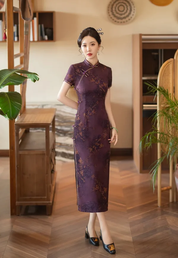 Kf Se9c94a350cdb4b6cb153b174684b8fcb0 2024 Spring Summer New Long Qipao Daily Retro Chinese Style Improvement Elegant Qipao Spring/Summer New Long Qipao Daily Retro Chinese Style Improvement Elegant Qipao