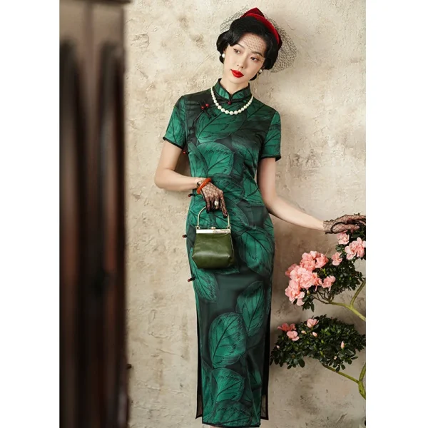 Kf Sea28a04003674b2188262a32c23cfd94l Summer Women S Improved Cheongsam Qipao High Quality Real Silk Dress Green Silk Retro Chinese Style Summer Women's Improved Cheongsam Qipao High Quality Real Silk Dress Green Silk Retro Chinese-Style High-End Women's Clothing