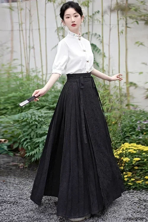 Kf Sec3835b6264e40e9b9b95d279f751374a Original Hanfu Skirt Woman Chinese Traditional Ming Dynasty Hanfu Horse Face Skirt Stand Collar Vintage Pleats Original Hanfu Skirt Woman Chinese Traditional Ming Dynasty Hanfu Horse Face Skirt Stand Collar Vintage Pleats Skirt Daily Wea