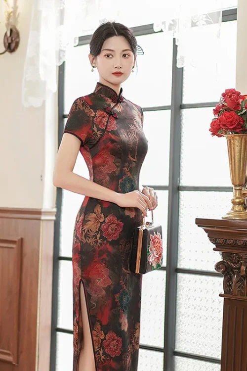 Kf Sec5b8a1daf25434cad1f3448f367bb24l 2023 Summer New Red Cheongsam Long Skirt Self Cultivation Fashion Banquet Photograph Chinese Style Evening Dress Summer New Red Cheongsam Long Skirt Self-cultivation Fashion Banquet Photograph Chinese Style Evening Dress Qipao for Women