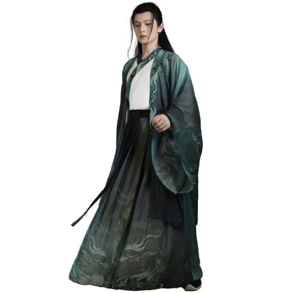 Kf Seca9f38549294a21bdc6657fac37f409p Large Size 2xl Hanfu Men Chinese Traditional Printed Hanfu Male Halloween Cosplay Costume Gradient White Green Large Size 2XL Hanfu Men Chinese Traditional Printed Hanfu Male Halloween Cosplay Costume Gradient White&Green Hanfu 3pcs Sets