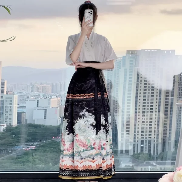 Kf Secb69a4443c4487a83bf1ab0aa1a103bw Hanfu Women S New Chinese Style Improved Horse Face Skirt Daily Commuter Cross Collar Top Mamianqun Hanfu Women's New Chinese Style Improved Horse Face Skirt Daily Commuter Cross Collar Top Mamianqun Set Traditional Clothing