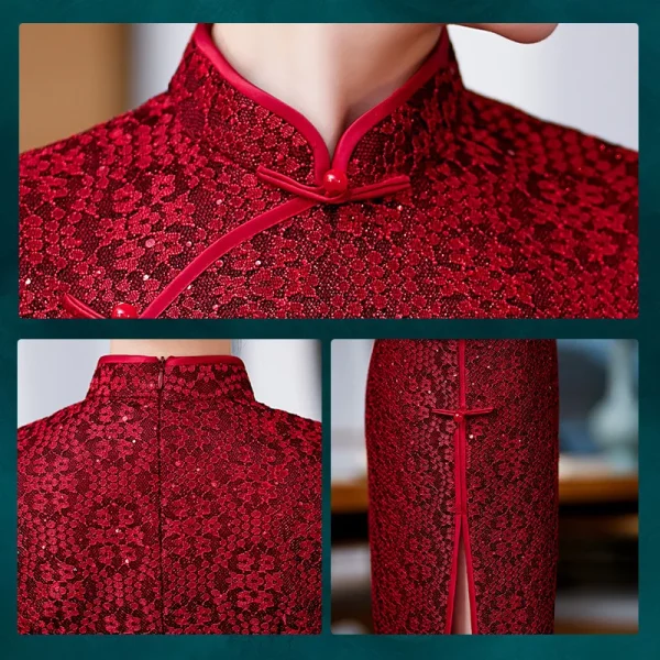 Kf Sed9e9f0014dd4884b0a26cf096de44cfu 2022 Spring Autumn Red Lace Cheongsam Bride Wedding Evening Dress Chinese Traditional Clothing Qipao Long Slit Spring Autumn Red Lace Cheongsam Bride Wedding Evening Dress Chinese Traditional Clothing Qipao Long Slit Dress for Women