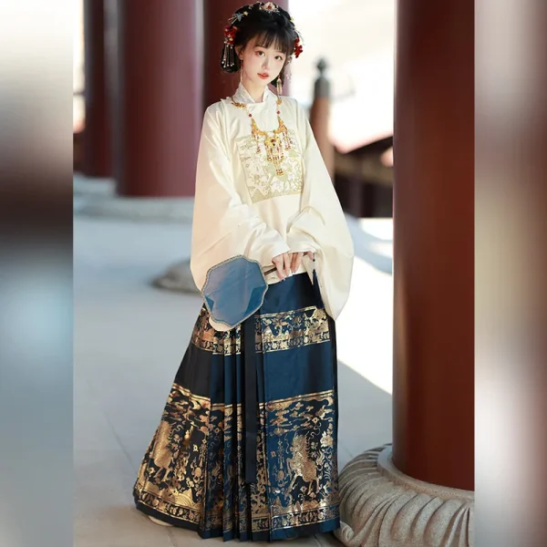 Kf Seddc23b1513b46ffb8ef21069b3e6837e Weaving Gold Horse Face Skirt Set 2024 New Hanfu Women S Ming Dynasty Round Neck Large Weaving Gold Horse Face Skirt Set New Hanfu Women's Ming Dynasty Round Neck Large Front Embroidered Pipa Sleeve