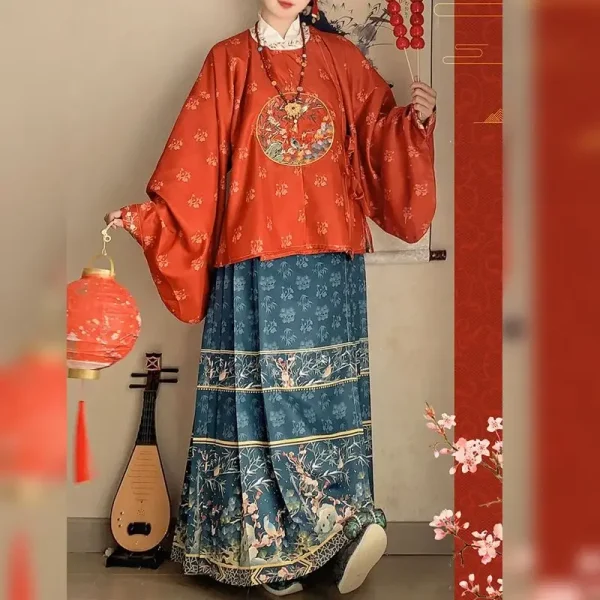 Kf See6177ee859e4433bf1c9c04c2bb1c84j Traditional Chinese Clothing Hanfu Woman Ming Embroidery Round Neck Gown Top Printing Skirt Long Sleeve Horse Traditional Chinese Clothing Hanfu Woman Ming Embroidery Round Neck Gown Top Printing Skirt Long Sleeve Horse Face Skirt Autumn