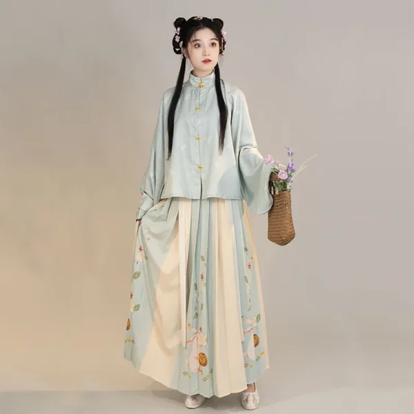 Kf See7cd500fb2a4b36ba6803e7ed77ad8du Water Ming Dynasty Hanfu New Chinese Traditional Clothes For Women S Stand Collar Short Jacket Pleated Ming Dynasty Hanfu New Chinese Traditional Clothes for Women's Stand Collar Short Jacket Pleated Waist-length Skirt Spring