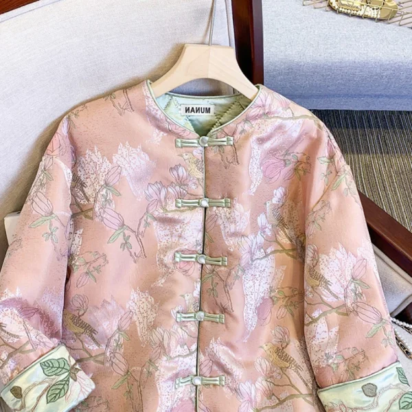 Kf Seee49d2bd74f4e51adc64a486d989b02g Ethnic Style Satin Jacquard Chinese Cotton Coat Women Round Neck Irregular Split Embroidery Coat Tang Suit Ethnic Style Satin Jacquard Chinese Cotton Coat Women Round Neck Irregular Split Embroidery Coat Tang Suit